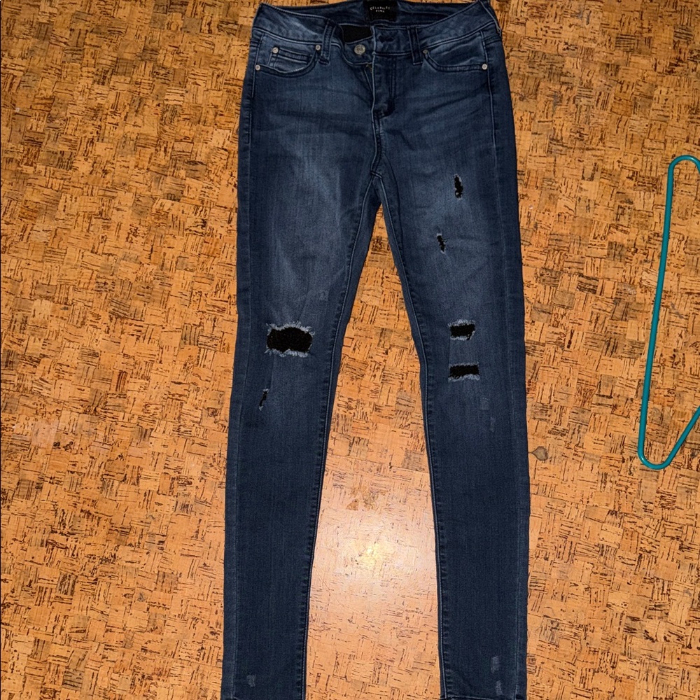 Celebrity Pink Dark Blue Distressed Skinny Jeans